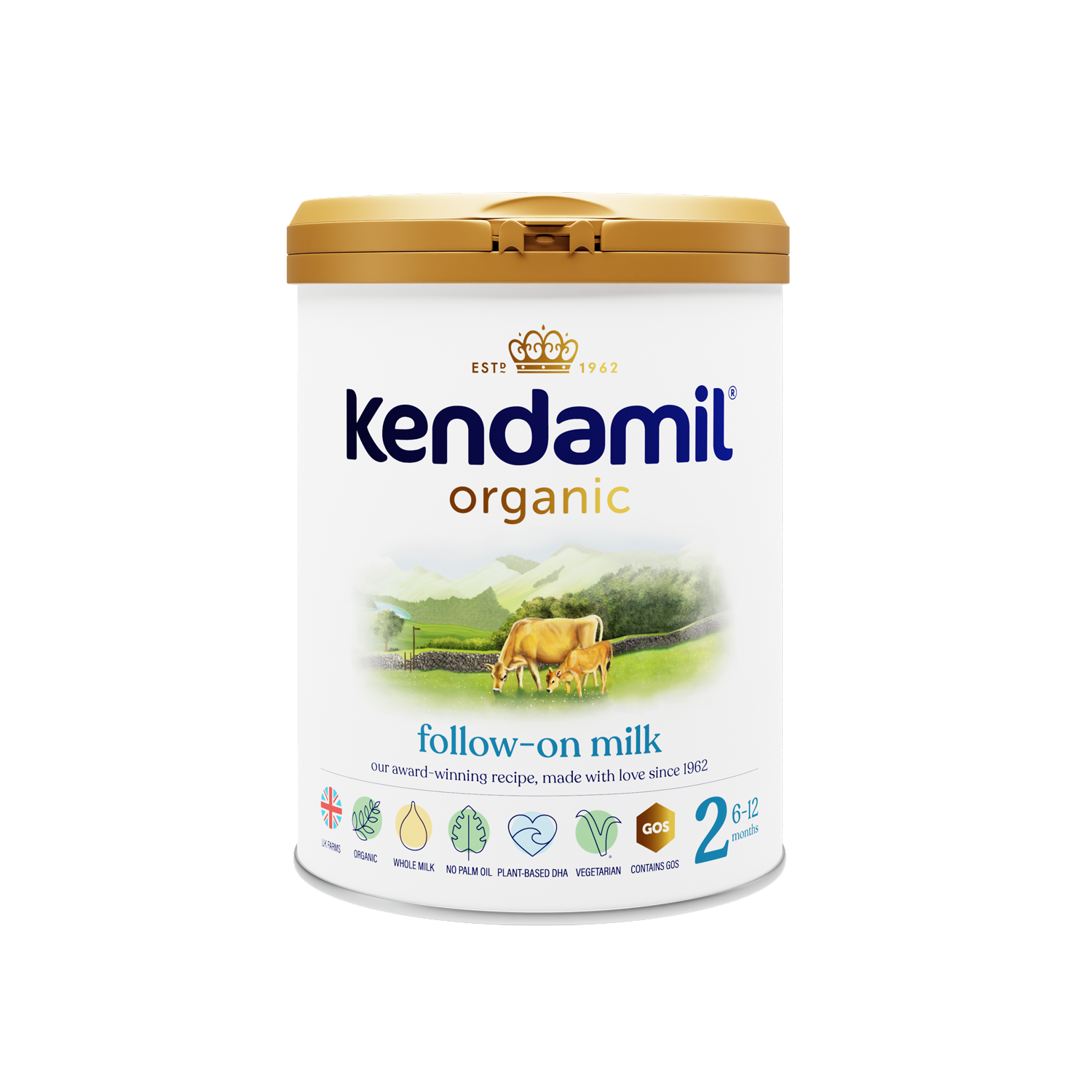 Kendamil Organic Stage 2 follow-on milk packaging supplied for the brief